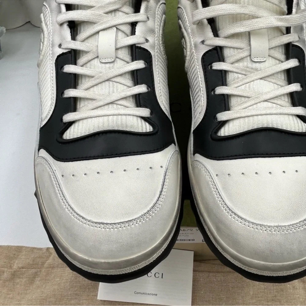 Men’s Gucci Mac 80 distressed, leather sneakers size 12 made in Italy